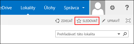 Sledujte lokalitu SharePoint Online a pridajte prepojenie na svoju stránku Lokality v službách Office 365.