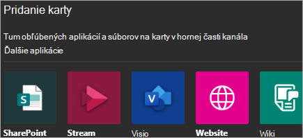 Zobrazenie pridávania aplikácií do aplikácie Teams