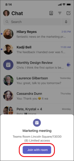 teams join with room on iPhone