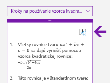 Ikona imerznej čítačky na table Matematika vo OneNote pre Windows 10