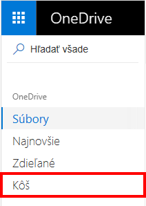 Možnosť Kôš vo OneDrive