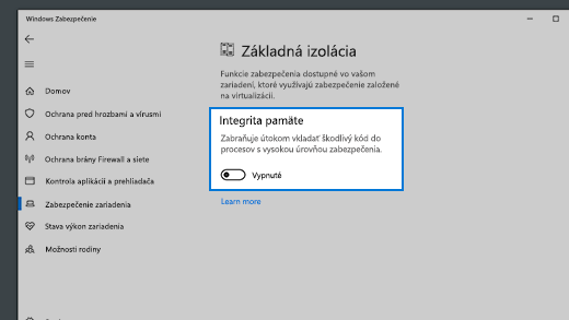 Podrobnosti o integrite pamäte v izolácii jadra