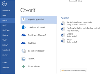 Možnosť Otvoriť vo Worde 2013
