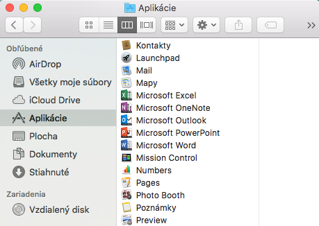 Prejdite na položky Finder > Aplikácie > Microsoft