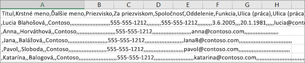 Príklad súboru vo formáte .csv uloženého vo formáte .xls.