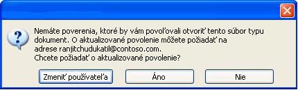 Dialógové okno v programe Word s uvedením dokumentu s obmedzeným prístupom, ktorý bol odoslaný neoprávnenému používateľovi