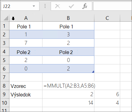 Funkcia MMULT – príklad 1