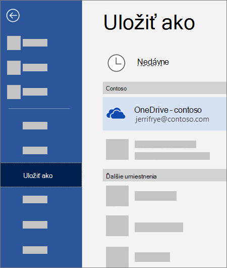 Uloženie súboru z Wordu do OneDrivu for Business
