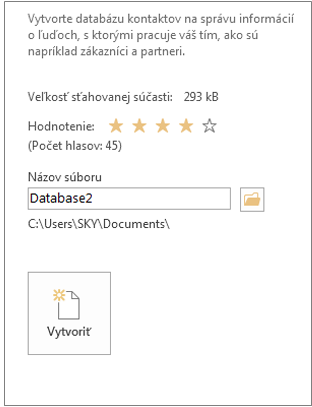 Vytvorenie accessovej počítačovej databázy zo šablóny