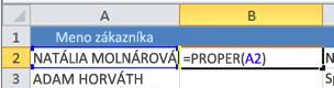 PROPER function in cell B2