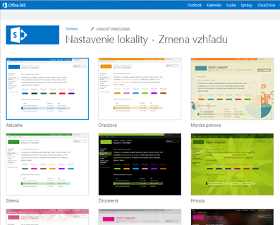 Príklad návrhov, ktoré sú k dispozícii na prispôsobenie lokality komunity