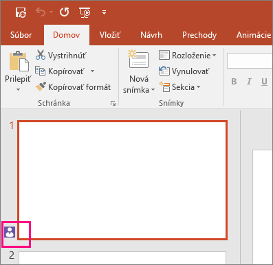 Zobrazenie ikony, ktorá znázorňuje, že na snímke v PowerPointe 2016 spolupracuje iná osoba