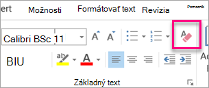 Zvýraznená ikona Vymazať všetko formátovanie na karte Správa