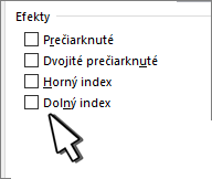Výber horného alebo dolného indexu