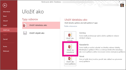 Možnosť Uložiť pre nasadenie na stránke Uložiť ako