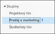 Položka Skupiny na ľavom navigačnom paneli
