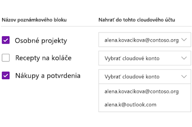 Nahrávanie poznámkových blokov do cloudového konta