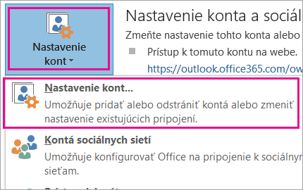 Ak chcete odstrániť konto Gmail, vyberte položky Súbor, Nastavenie kont, Nastavenie kont.