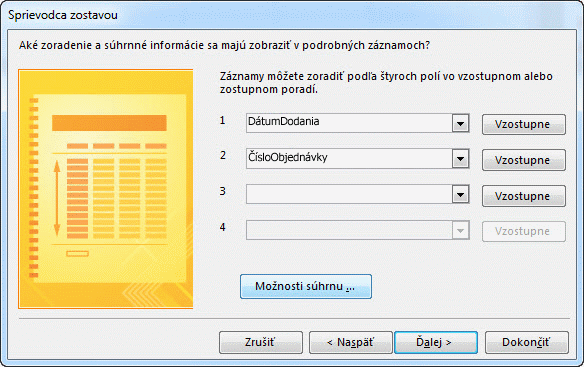 Spôsob zoradenia v Sprievodcovi zostavou