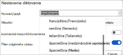 Jazyky, v ktorých by ste mohli diktovať