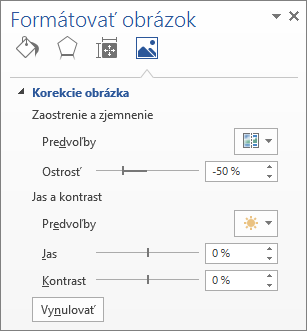 Možnosti opráv obrázka na pracovnej table Formátovať obrázok