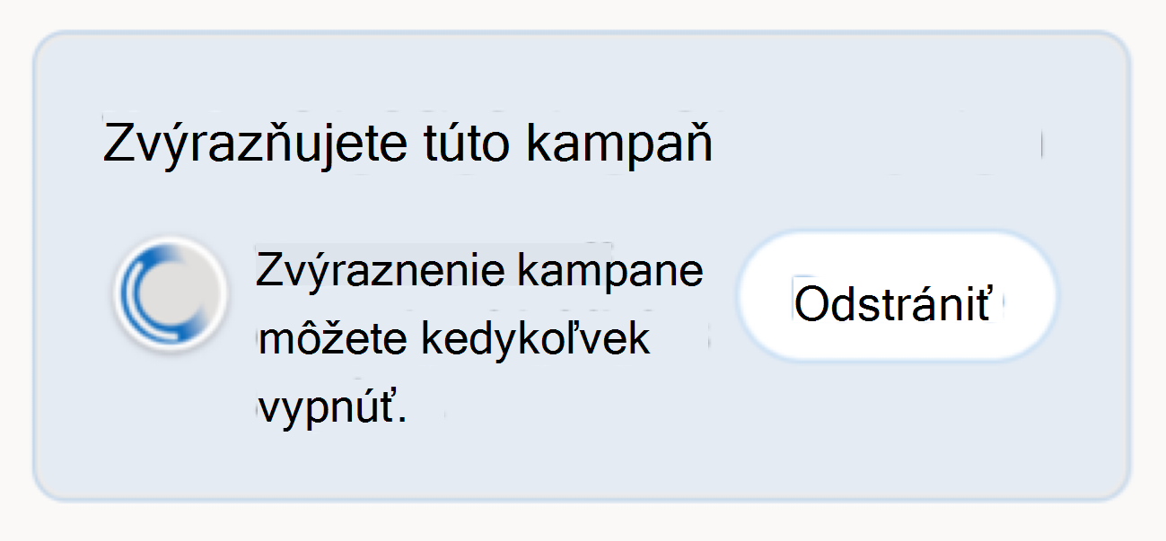 V scenári sa zobrazí modul s informáciou, že propagujete kampaň pridaním krídla do svojho profilu.