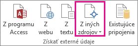Tlačidlo Z iných zdrojov na karte Údaje
