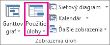 Tlačidlo Použitie úlohy v ponuke Zobraziť