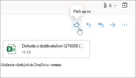 Páči sa mi to e-mailová správa v Outlooku na webe