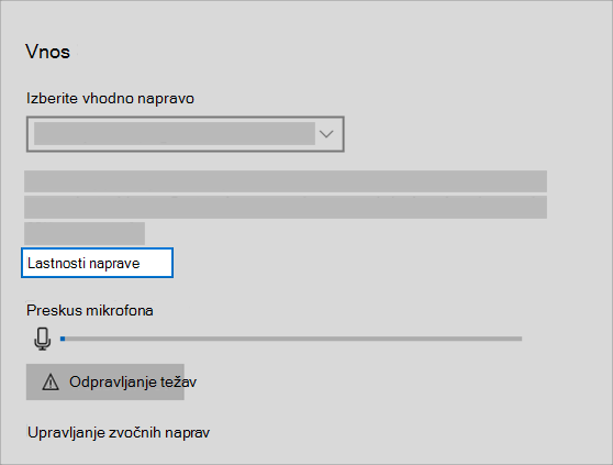 sound input device properties link in sound menu