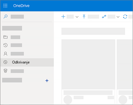 Posnetek zaslona pogleda »Odkrivanje« v storitvi OneDrive za podjetja