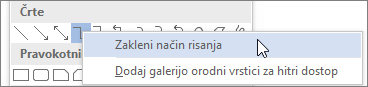 Izbiranje možnosti »Zakleni način risanja«