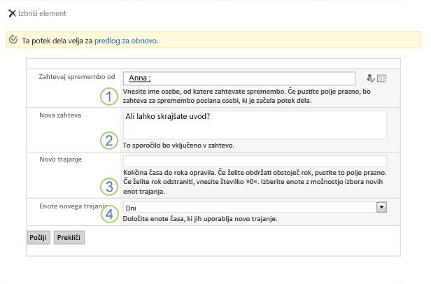 Obrazec zahteve za spremembo elementa