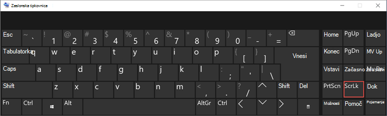 zaslonska tipkovnica za Win 10