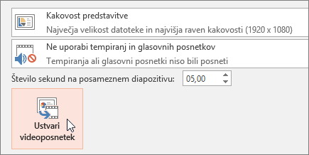 Izvoz predstavitve kot videoposnetka