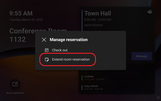 stenska plošča za aplikacijo Teams razširitev rezervacije sobe