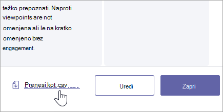 Prenesite rubriko kot .csv datoteko.