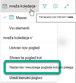 Shranite pogled koledarja kot privzeti pogled.