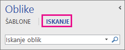 Iskanje oblik s klikom možnosti »Iskanje« v oknu »Oblike«