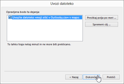 When you import Gmail contacts to your Office 365 mailbox, click the Finish button to start the migration