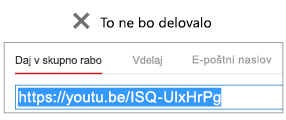 Če se koda začne s »http«, se videoposnetek ne bo uspešno vdelal.