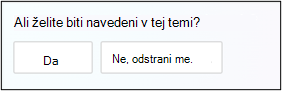 Zaslon, na katerem se strinjate ali se ne strinjate s tem, da ni naveden na temi