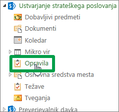 Pod imenom projekta kliknite »Opravila«