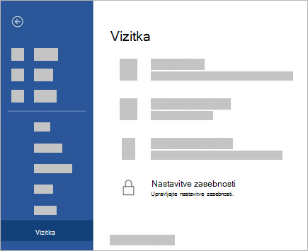 Posnetek zaslona gumba »Nastavitve zasebnosti«