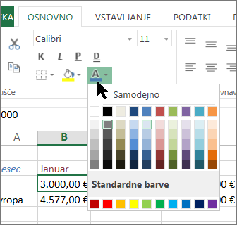 Izberite drugo barvo besedila