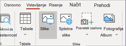 Na zavihku »Vstavljanje« kliknite »Slike«.