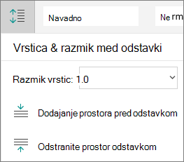 Možnosti razmika med odstavki