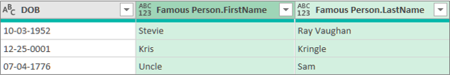 Results of expanding a structured Record column