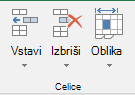 Vstavljanje vrstic lista