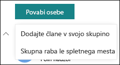 Povabite osebe na SharePointovo mesto